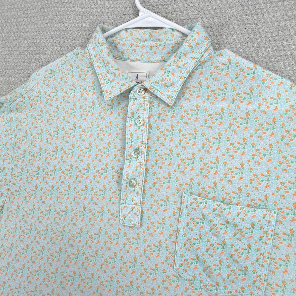 johnnie-O Fluer Polo Men's XL Peacock Floral Hangin' Out Stretch Pocket Cotton